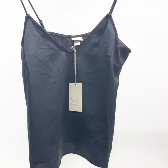a new day Tops - a new day Black Satin V-Neck Cami with Adjustable Straps
